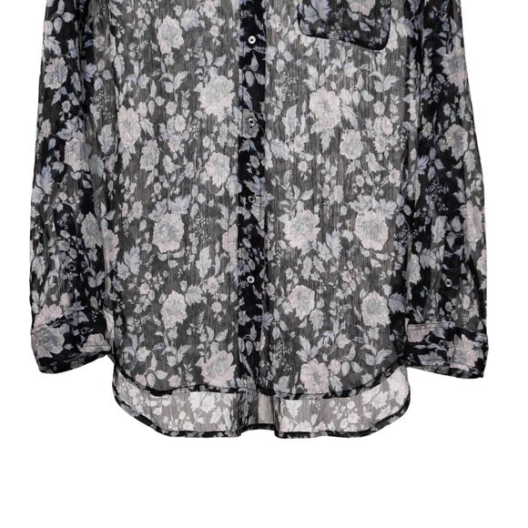 Denim Supply Ralph Lauren Shirt Button Up Floral Sheer Preppy Spring Tunic Top L - Picture 8 of 9